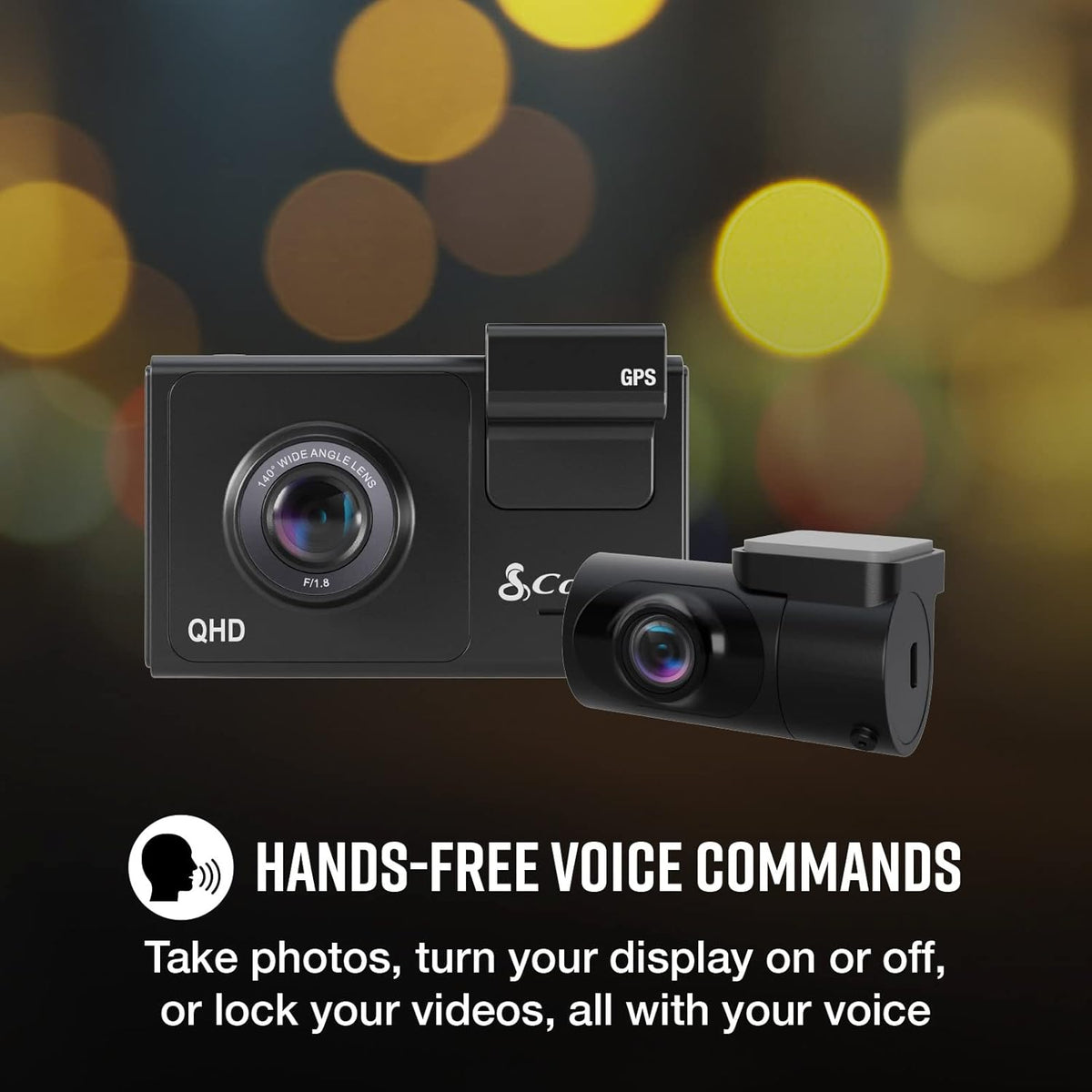 Cobra Smart Dash Cam + Rear Cam (SC 200D) – QHD+ 1600P Resolution, Built-in Wi-Fi & GPS, Voice Commands, Live Police Alerts, Incident Reports, Emergency Mayday, Drive Smarter App, 16GB SD Card Incl.