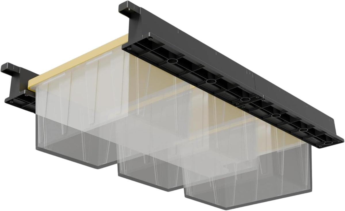 Overhead, Space-Saving Storage Tote Organizational Solution for Garage, Basement, Small Spaces