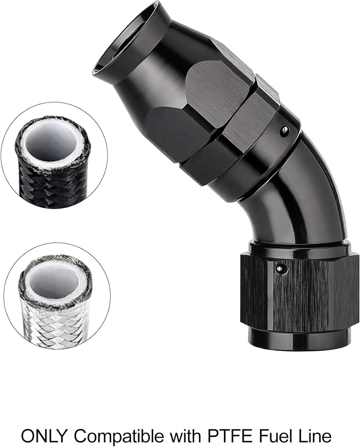 EVIL ENERGY 10AN 60 Degree PTFE One Piece Full Flow End Hose Fitting Aluminum Black
