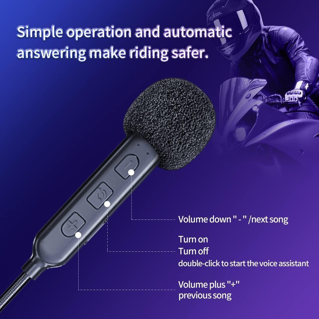 Motorcycle Helmet Bluetooth Headset,Bluetooth Helmet Speakers,Helmet Headphones High Sound Quality System 90 Hours Playing time IP67 Waterproof Ultra Thin Earphone Riding/Skiing