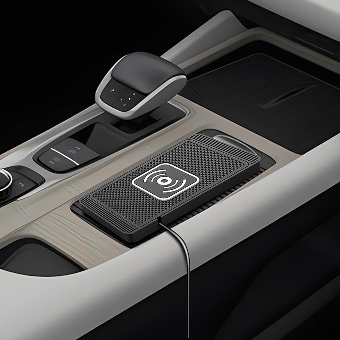 Wireless Charging Pad for Car for Ford Super Duty F-550, 15W Fast Wireless Charger Mat Non-Slip Silicone Car Center Console Phone Charging Pad,A/15W-Type-c