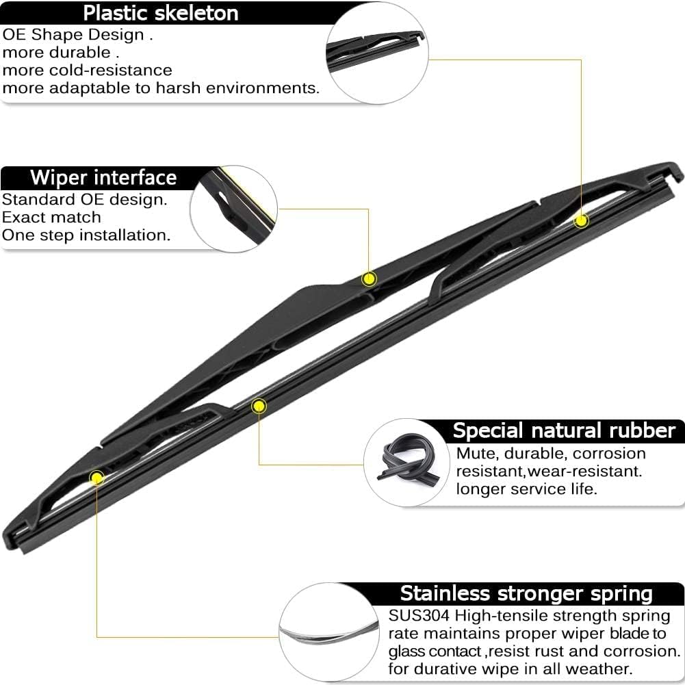 AUTOBOO 28"+28" Windshield Wipers with 12 Inch Rear Wiper Blade Replacement for Ford Focus 2012 2013 2014 2015 2016 2017 2018 -Original Factory Quality (Pack of 3)