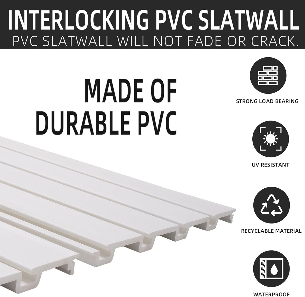 Slat Wall Paneling Garage Wall Organizer, White Slatwall Panels 2 Pack 4x8 ft Garage Slat Wall Storage Systems, Slat Board PVC Wall Panels Garage Storage Organization Product