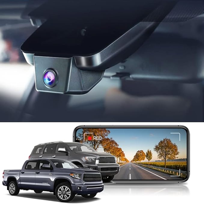 Fitcamx 4K Dash Cam Suitable for Toyota Tundra 2017-2021 & Sequoia 2017-2022 Limited SR5 Platinum TRD Pro, Integrated OEM Look, High Definition 2160P Video WiFi, G-Sensor, Loop Recording, 64GB Card