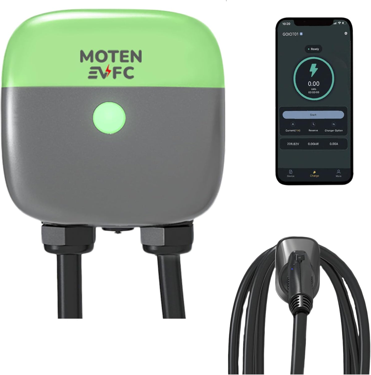AQUILA-48S Level 2 EV Home Charger 48A, Ethernet, WiFi, RFID, 25 FT Cable, FCC, ETL, Energy Star, Docking Holster, eMOTEN Phone APP, Hardwired