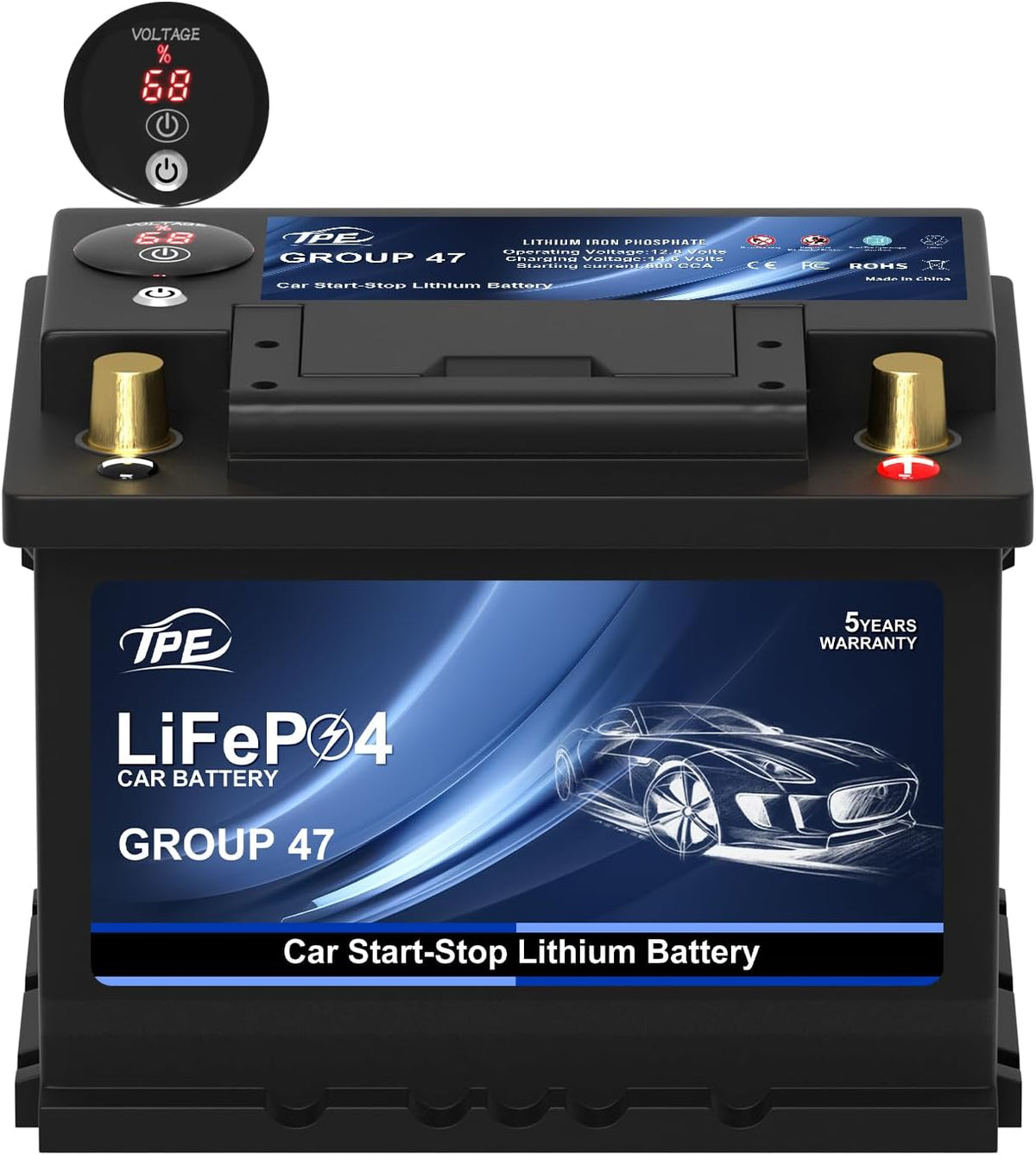 TPE Car Start-Stop Lithium Battery BCI Group47 LiFePO4 Lithium-ion Car Battery Lightweight Design Auto Lithium Battery 12.8V 600A High-Performance