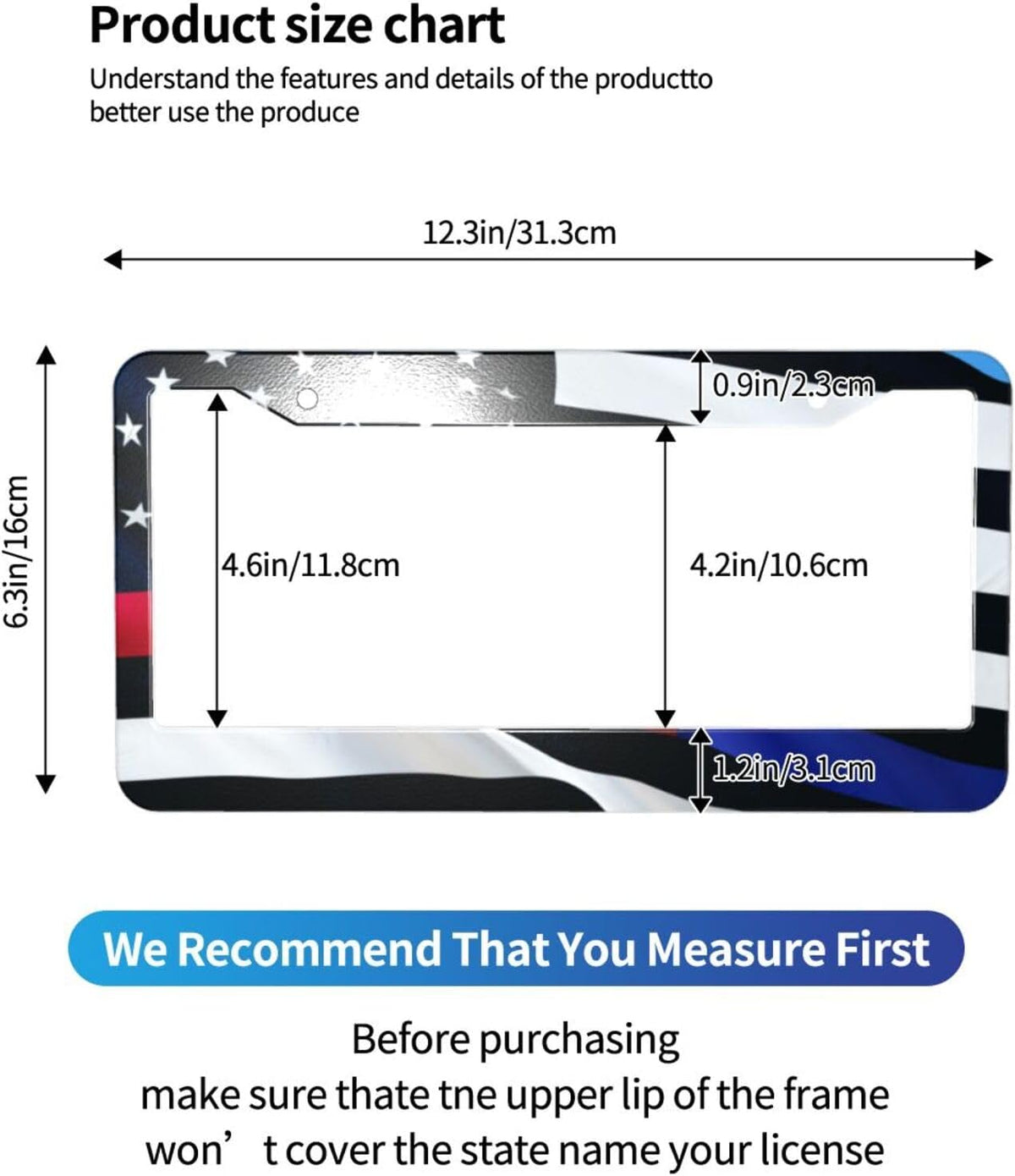 American Flag License Plate Frame American Flag License Plate Holder American Flag Eagle License Plate Frame Covers US Car Tag Frame Stainless Aluminum 2 Pack 2 Holes Decorative 2 Pcs Set for Men