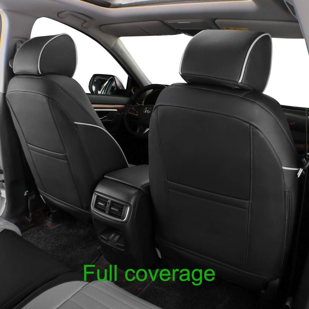 EKR Accord Car Seat Covers for Honda Accord EX-L,Touring,Sport,EX,Hybrid 2018 2019 2020 2021 2022(Rear Row 40/60 Split Backrest),Car Seat Protector,Car Automotive Seat Covers,Leather(Black/Gray)