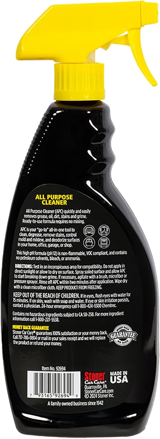 Stoner Car Care 92694-2PK All Purpose Cleaner Powerful Water-Based Cleaner and Degreaser, Easily Removes Dirt, Grease, Stains, and More, Multi-Purpose, Multi-Surface, Ready to Use, 22 Fl Oz, Pack of 2