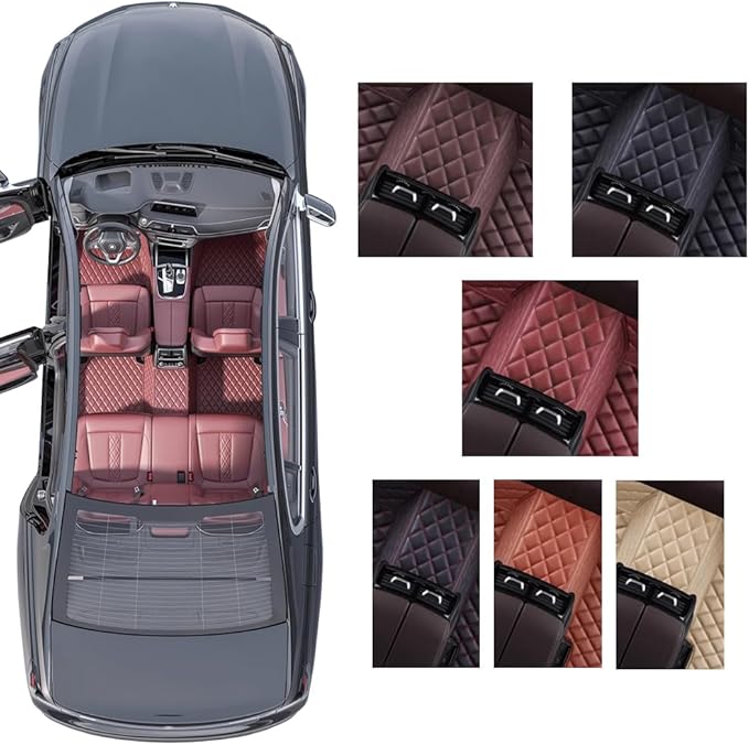 Custom Personalized Floor Mats for Cars，Luxury Full Coverage All Weather Car Floor Mats，Anti-Slip Leather Car Mat Set ，Custom Floor Mats for 99% of Cars, Trucks & SUVs (3D Wine red and Black)