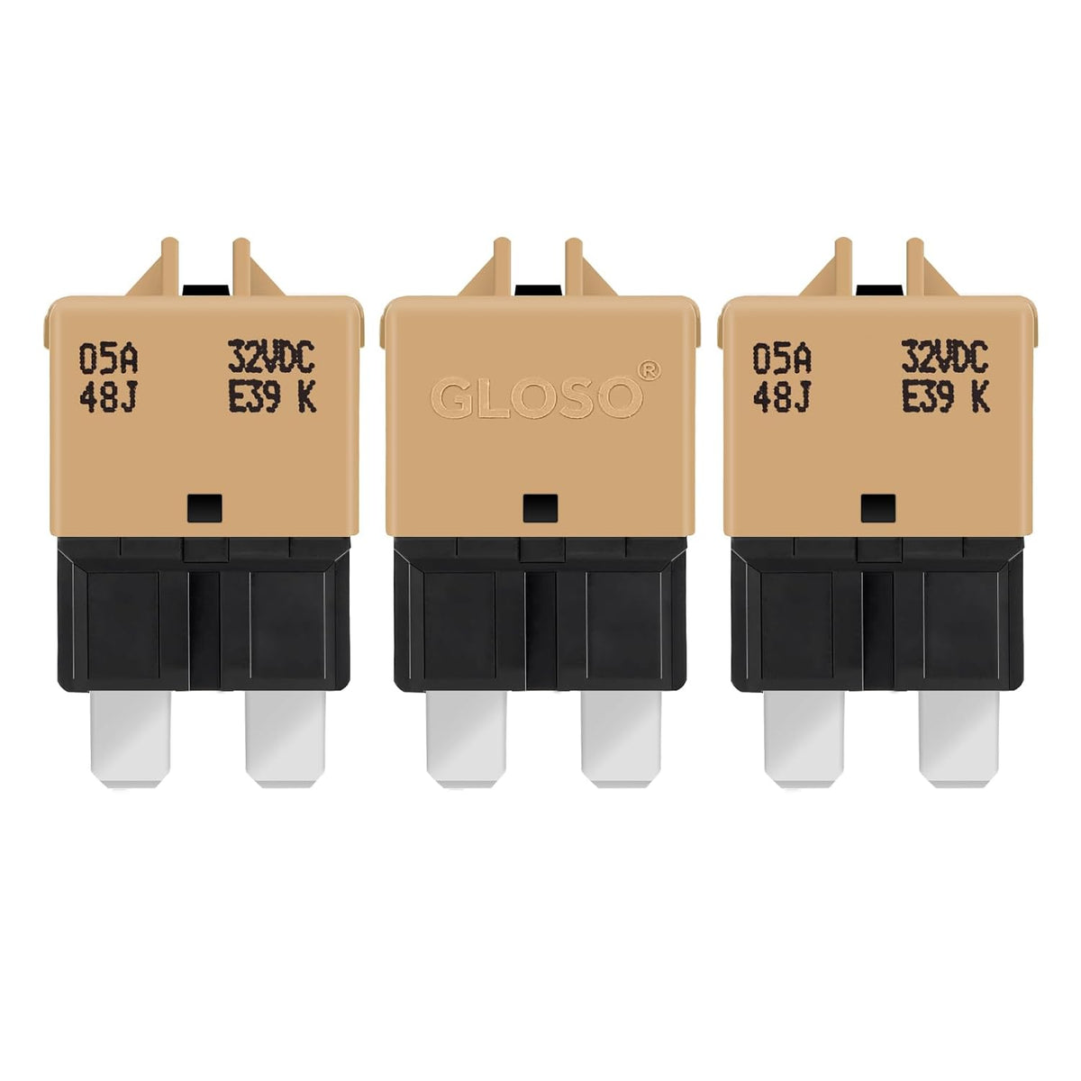 GLOSO Circuit Breaker E39 (T3) Manual Reset Fuse for Car Truck RV Automotive Marine Boat Trolling Motor & Custom Wiring Audio Battery Protection/Low Profile ATC/ATO (5A - 3 Pack)