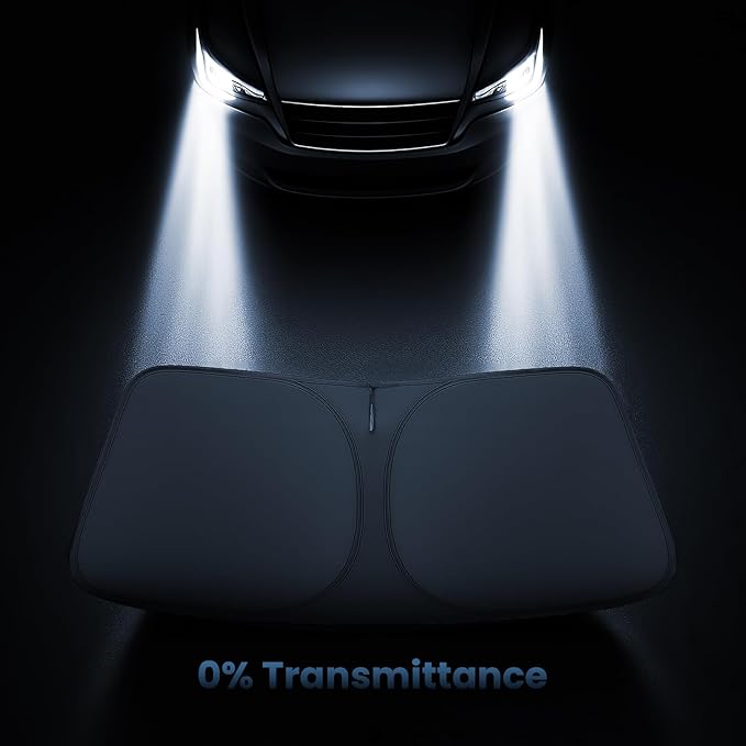 Windshield Sunshade for Toyota Camry 2025-2026 LE/XLE/SE/XSE/Hybrid - Innovative No-Light-Pass Technology, Mirror Cut-Out, Blocks 99% UV Rays, Fade-Resistant, Easy-Fold Camry Windshield Sun Shade