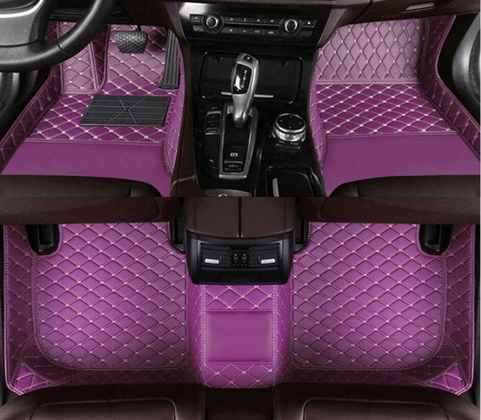 Custom All-Weather Protection Leather Car Floor Mats for Cars Sedan SUV Sports Car Waterproof Floor Mat (Purple)