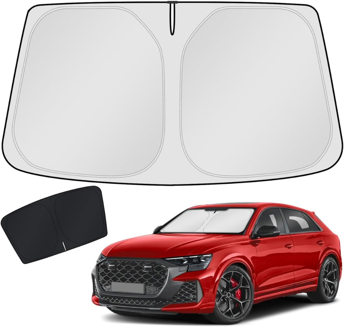 KUST Windshield Sun Shade for Audi Q8 2019-2023 2024 2025 2026 Window Shade Sun Visor Cover Foldable Blocks UV Rays Keep Your Car Cooler