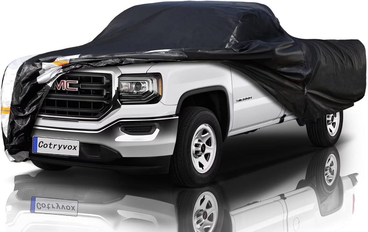 GMC Sierra Truck Cover Custom Fit 2002-2025 Double/Extended/Crew Cab SB (5.7'-6.6') with Door Zipper, 12 Layers Full Exterior Pickup Truck Cover Waterproof All Weather, Wind Dust Sun and UV Protecor.