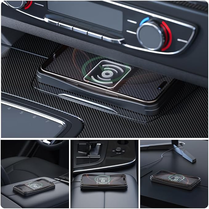 Car Wireless Charger Pad for GMC Terrain 2010-2026, Type-C/USB 20W Fast Wireless Car Charger Pad Non-Slip Cordless Charging Mat,B-30cm Cable USB Plug