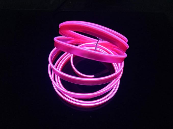 ABALDI El Wire Neon Car Lights Car Interior Trim Light Strip Advanced Low Power Consumption Design for Interior Panel Gap Decorative(5m/16ft,Pink)