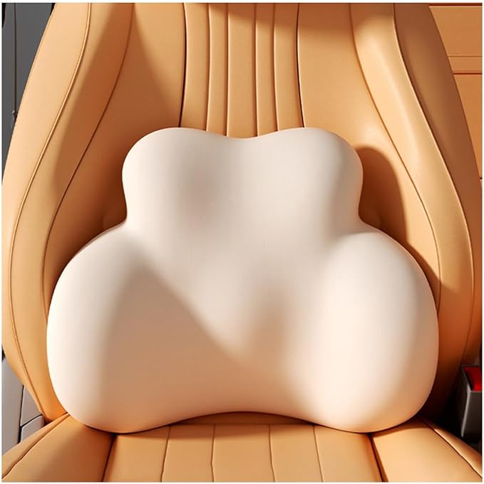 Car Lumbar Support Pillow for BMW i7 2024 Memory Foam Back Support Cushion Breathable Car Seat Lumbar Pad Accessories,Beige