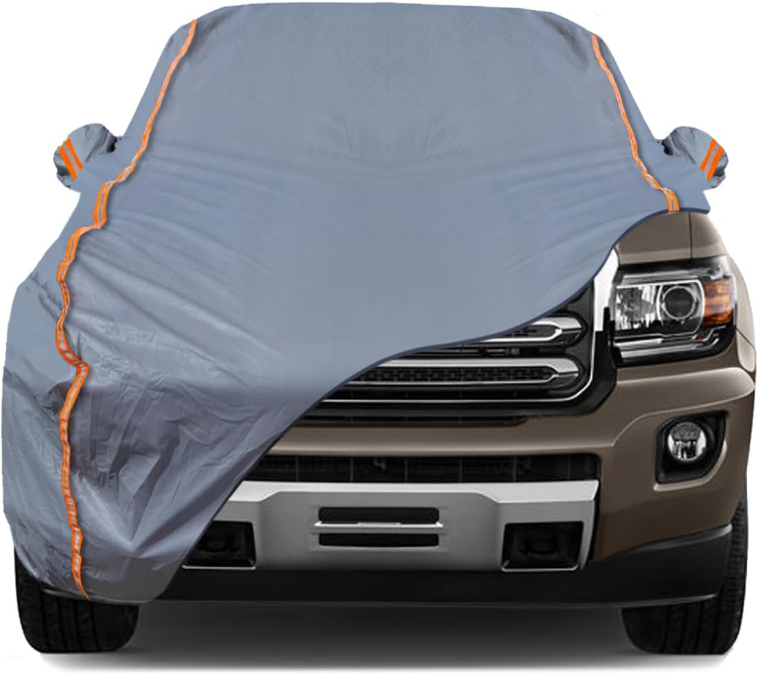 TUCAREST 6-Layers PEVA Premium Full Car Cover Fit for Pickup Sedan hatchback SUVs MPV Rain and snow protection, sun protection, UV protection, and protection of car paint surfaces-Silver Grey -Up 220"