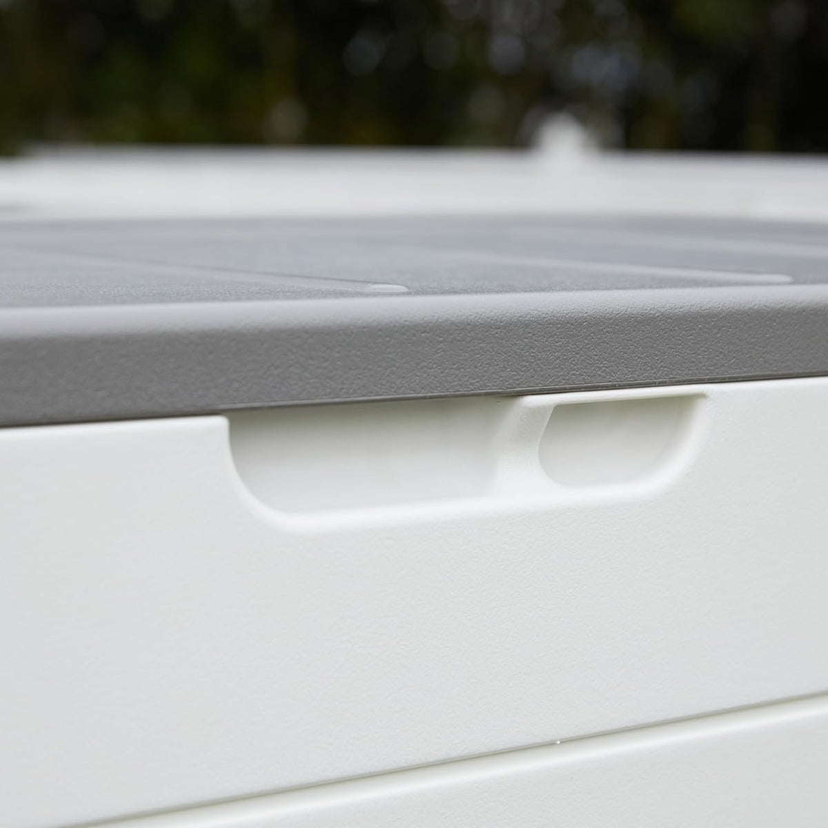 Premium Pro Edition 100 Gallon Lockable Resin Deck Box, Waterproof & UV-Resistant Outdoor Storage Box for Outdoor Cushion Storage, Garden Tools & Pool Accessories Storage, White