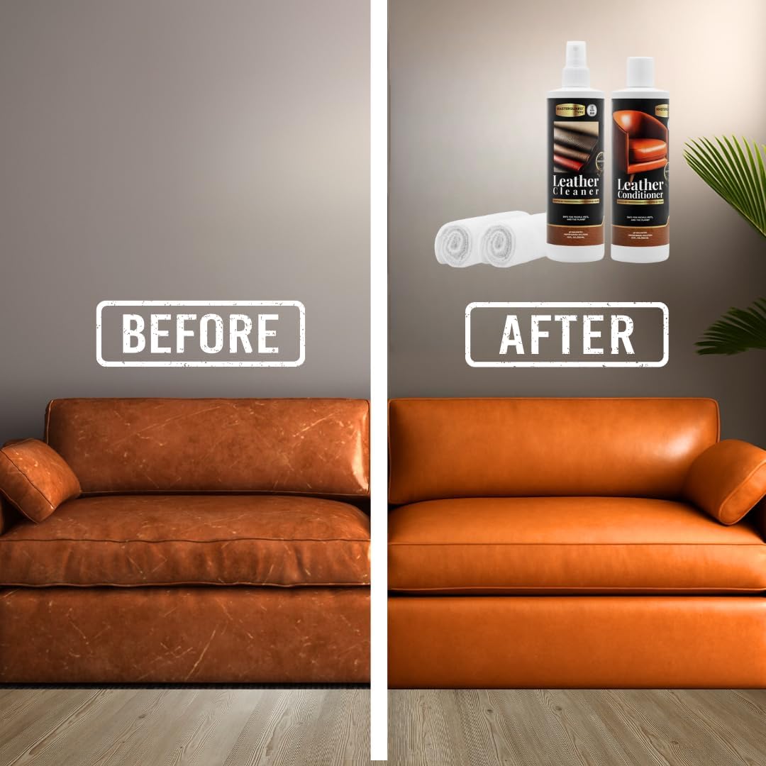 Water Based Solution Leather Conditioner w/Microfiber Cloth - Car Interior, Furniture, Shoes, Boots, Couches, and Purses - Leather Restorer & Conditioner for Seats, Sofas, and More