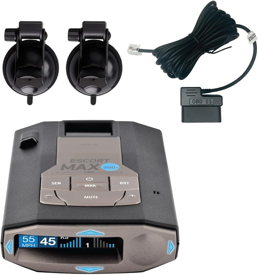 Escort MAX 360c Radar Detector with Extra Mount & OBDII Cord Bundle