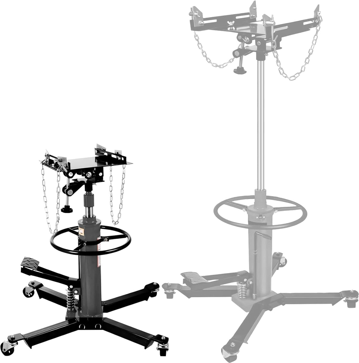 Transmission Jack 1660 lbs/ 0.75 Ton Capacity Hydraulic Telescopic Transmission Jack 34" - 70" Adjustable Height Telescoping Transmission Hydraulic with 360° Swivel Wheels Lift Hoist (Gray)