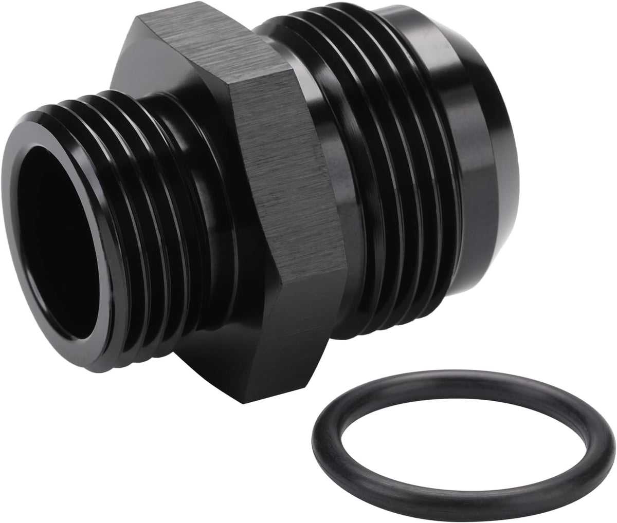 16AN Male Flare to 12AN ORB O-ring Boss Fuel Pump Rail Adapter Fitting Aluminum Black