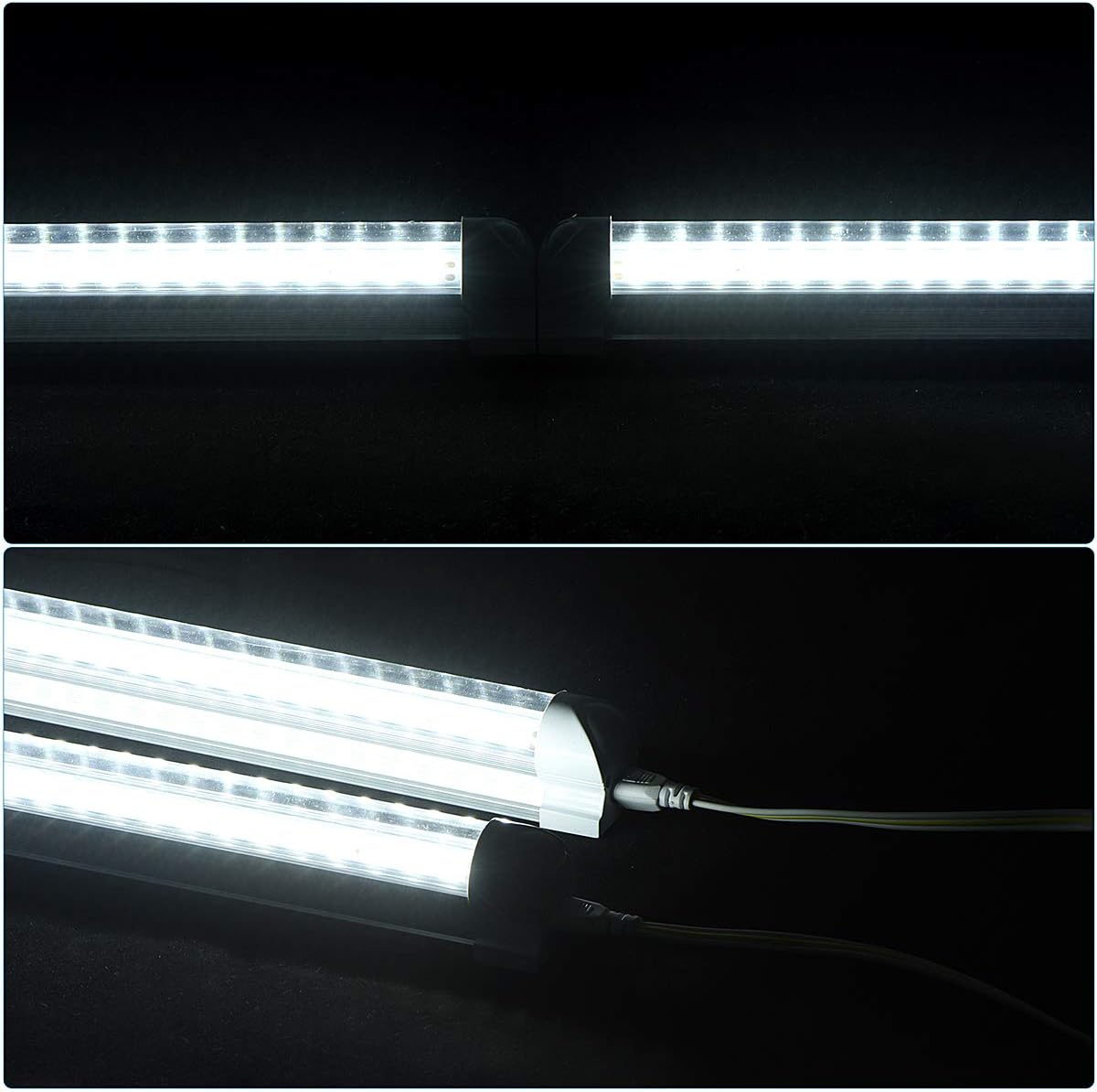 4 Pack,Led Shop Lights, 8FT Led Shop Light,100W 6000K 15000LM Clear White,Led Shop Light 8FT 110V Linkable Integrated V-Shape for Shop Garage,Warehouse,