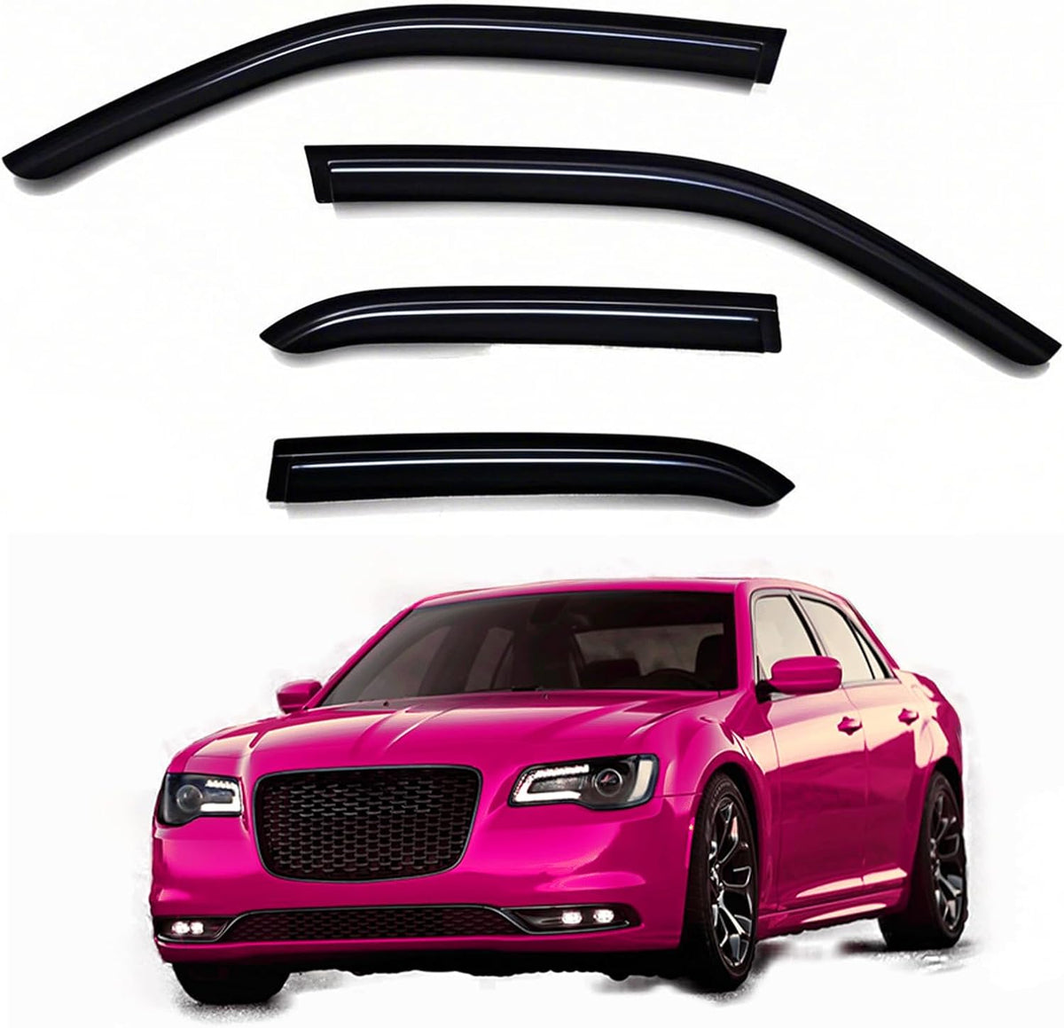 Window Visors Rain Guards fits 2011-2023 C-hrysler 300, Out-Channel Window Wind Deflectors Vent Shades Accessories, Dark Smoke 4 Pcs，2012 2013 2014 2015 2016 2017 2018 2019 2020 2021 2022