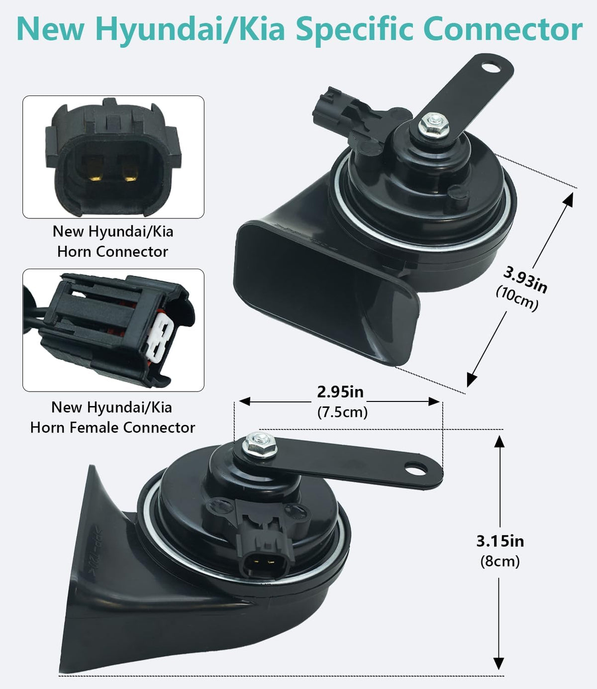Car Horn Kit for New Hyundai/Kia 12V Loud Waterproof Auto Horn, High Low Dual Tone 126 Decibel, Replacement for New Hyundai/Kia