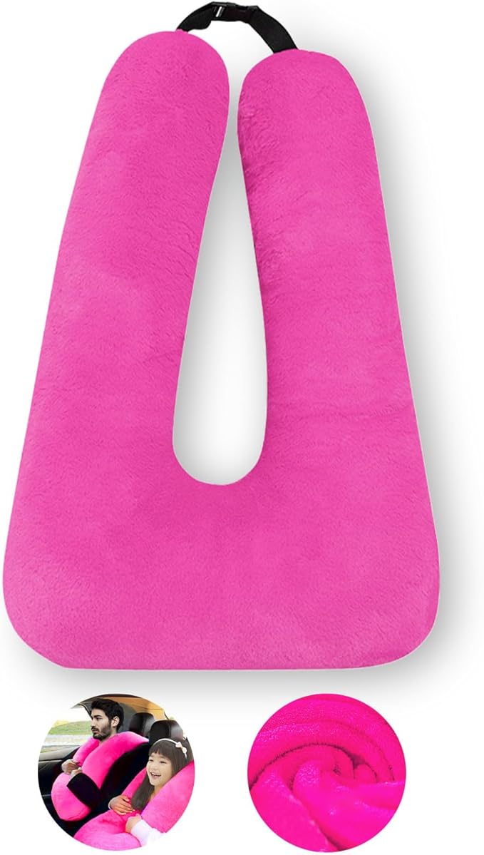 Travel Pillow, Travel Pillow for Kids, Sleeper Hold Pillow Travel, Removable U-Shaped Pillow for Adults and Children to Support Head and Body in The Back Seat of Long Car Trips (Rose Purple)