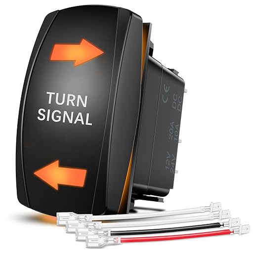 Nilight Turn Signal Switch Amber 4Pin ON Off ON Rocker Switch Laser Etched SPDT Toggle Switches 12V 20A 24V 10A Jumper Wires for Cars RVs Boats Campers Trailers