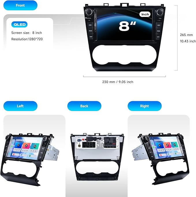 Dasaita 8GB+256GB Car Stereo Head Unit for Subaru Forester 2015-2018 WRX 2016-2021, Wireless CarPlay Android Auto, Android 13 GPS Navigation, 8" QLED Screen, Knobs/Buttons/Voice Control, Plug & Play