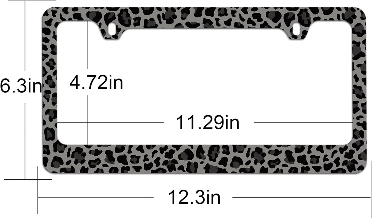 Stainless Steel Black Cheetah License Plate Holder Leopard Print License Plate Frame Cheetah Leopard Black Car License Plate Covers tag Frame for Women 12.3" X 6.3"