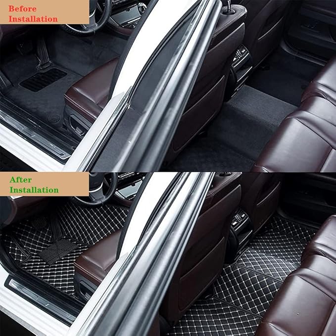 Custom Personalized Floor Mats for Cars - Luxury Full Coverage All Weather Mats, Anti-Slip Leather Mat Set, Fit for 99% of Cars, SUVs & Trucks (Wine Red, A-Diamond)