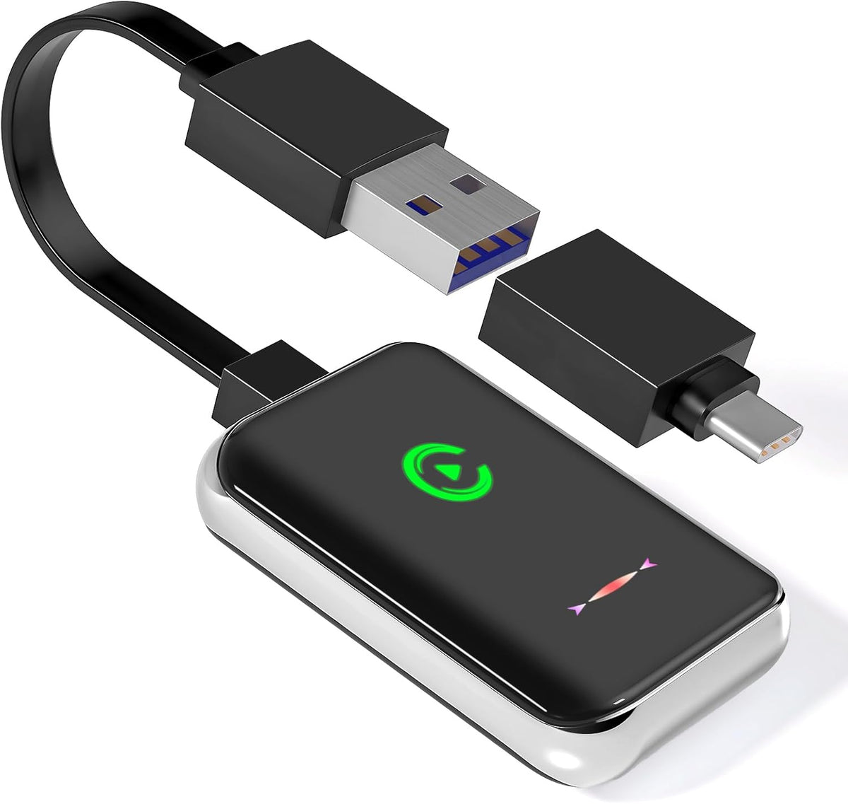 Wireless CarPlay Adapter for iPhone - Convert Wired to Wireless Apple CarPlay Adapter, Plug & Play, No Delay,Mini Size with Extension Cable USB-C Compatible with Built-in CarPlay & iOS 10+