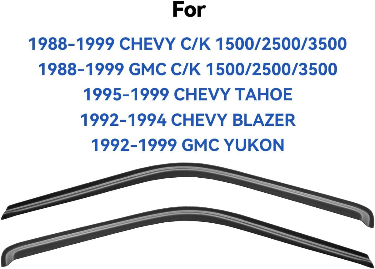 Window Visors Rain Guards for 1988-1999 Chevy/GMC C/K 1500/2500/3500 Standard Cab, Out-Channel Window Vent Wind Deflectors Visors Shades for 1995-1999 Tahoe, 1992-1994 Blazer Regular Cab, 2pcs