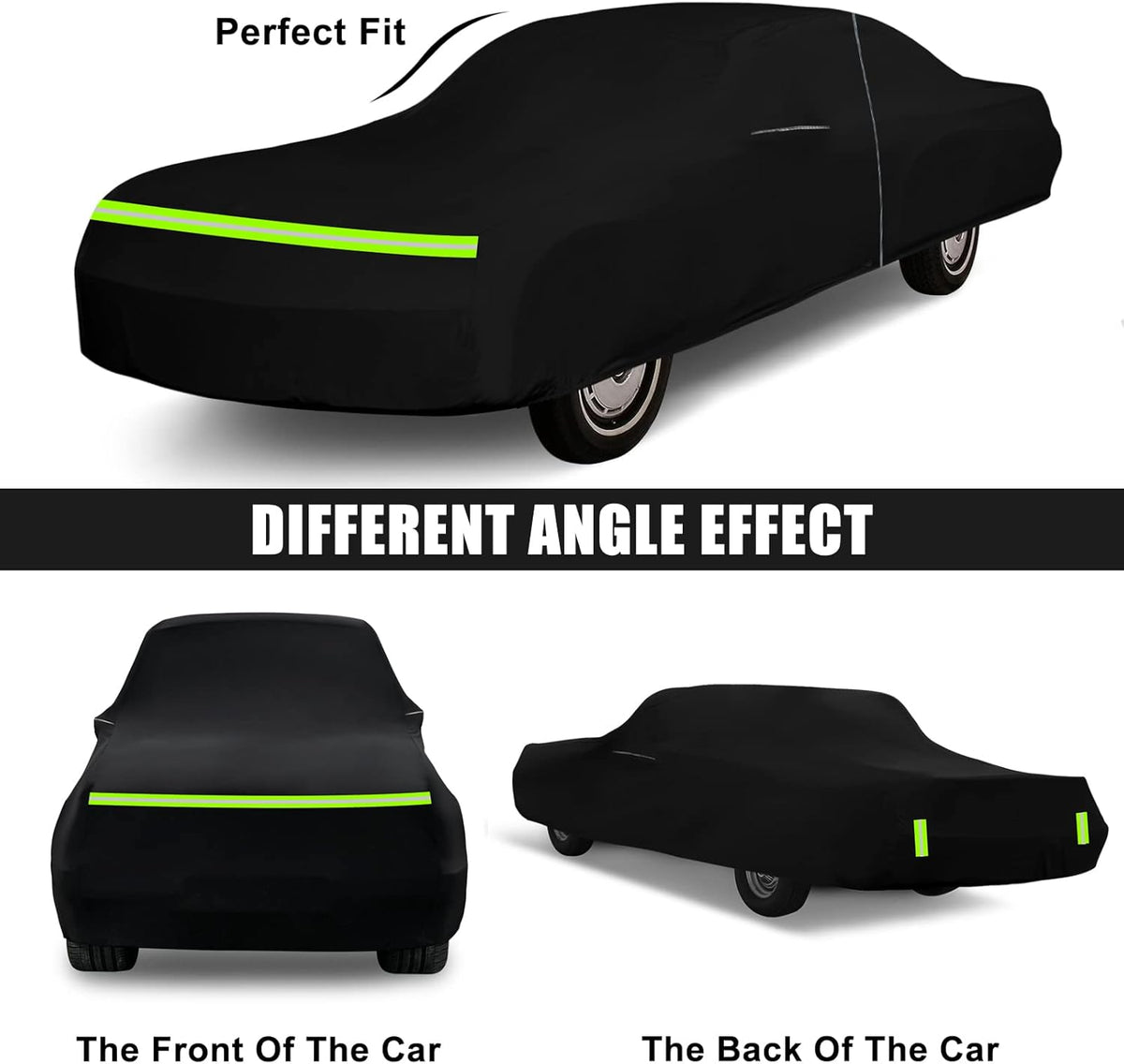 Waterproof Car Cover Compatible with Chevrolet Impala/Bel Air/Biscayne 1971-1976 2 & 4-Door Sedan/Couple/Hardtop 210T All Weather Classic Car Covers with Zipper Door for Snow Rain Protection