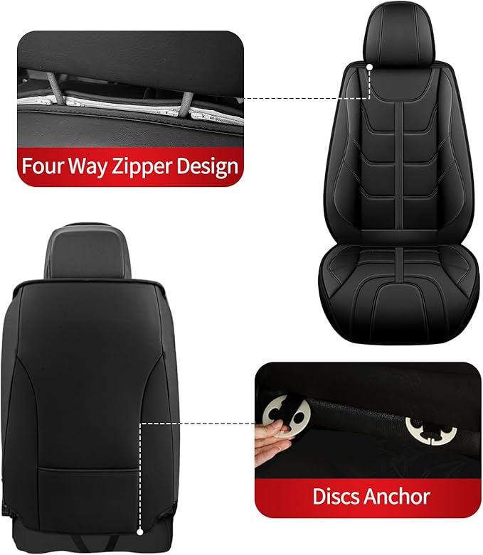 TTX LIGHTING Car Seat Covers fit for Honda Odyssey 2011-2026 Front Seat: Premium Leather Automotive Seat Cover with Airbag Compatible Waterproof (2 Seats, Black)