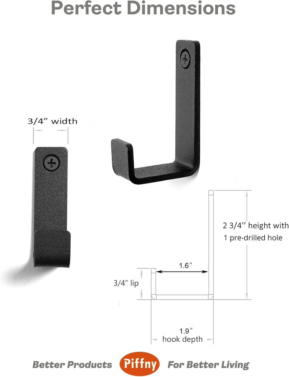 Robe & Towel Hook, 6 Pack Heavy Duty Stainless Steel Outdoor Wall Hooks for Hanging Towel, Coat, Backpack, Keys, etc (Modern Industrial)