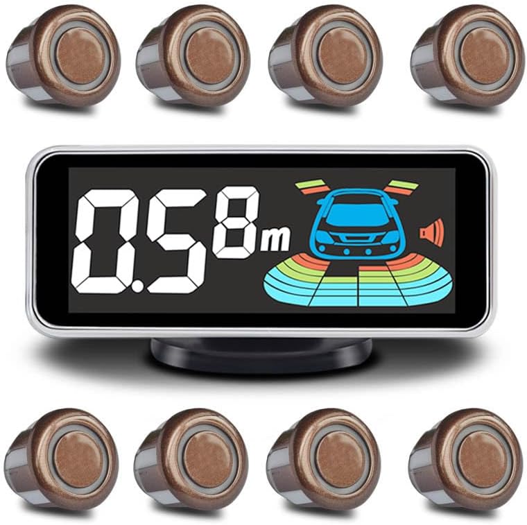 Parktronic 8 Parking Sensors Kit Reverse Backup Radar System Rear and Front View with Sound Warning Ultrasonic Distance Detection for Car Vihicle