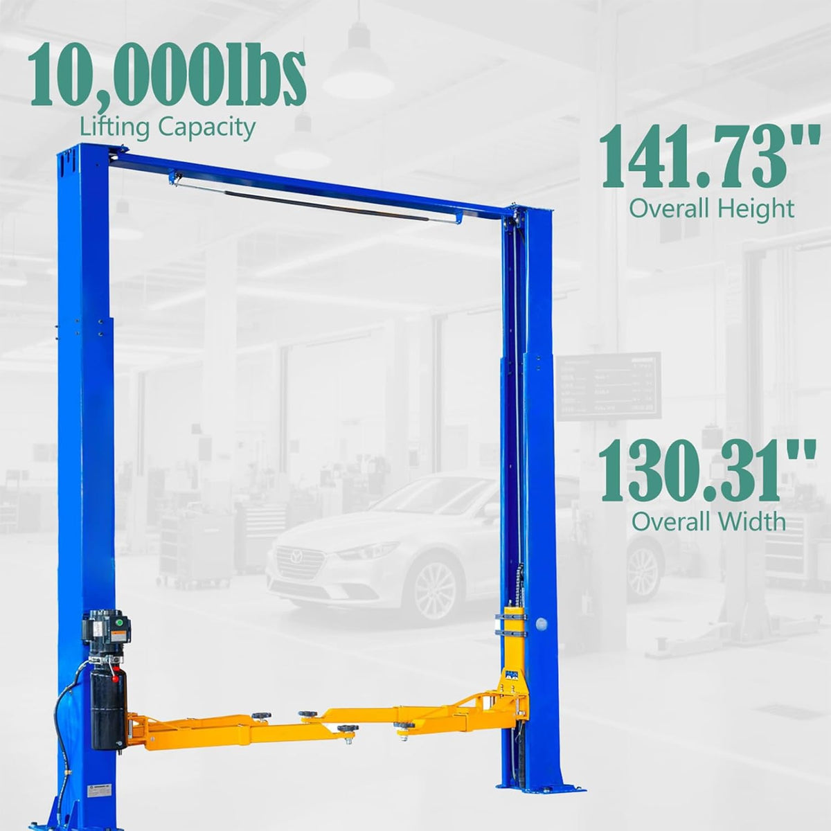 Car Lift Single/2 Post Auto Lifts, 6200/9000/10000LBS Capacity, 240V Hydraulic Truck Hoist, Heavy Duty Auto Lift with Safety Locks for Home Garage (10000LBS Clear Floor 2 Post, 1)