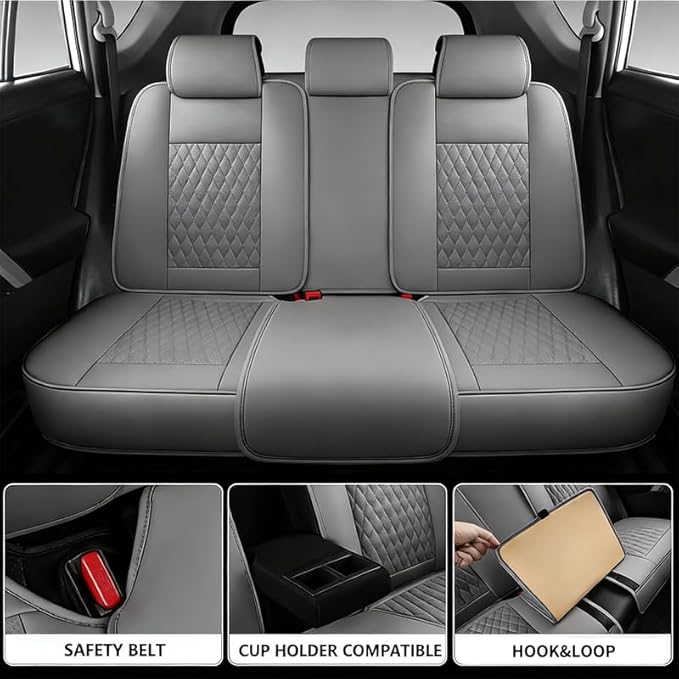 Car Seat Covers Full Set Custom Fit for Ford Taurus 1999-2018 - Premium Faux Leather with Lumbar Support | Breathable, Waterproof, Anti-Slip, Durable (Gray,Full Set)