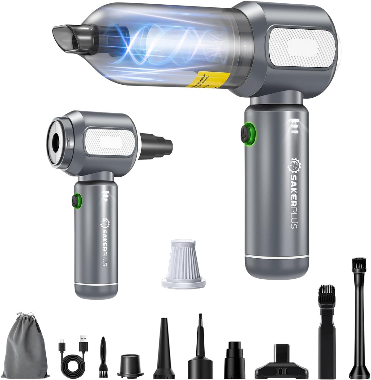 Mini Vacuum Cleaner, Cordless Car Vacuum, 17500PA High Suction, 3 in 1 Handheld Vacuum, Vacuuming, Blowing, Inflating, Deflation, Portable Vaccum with HEPA Filter for Cars,Desktop,Home SW106
