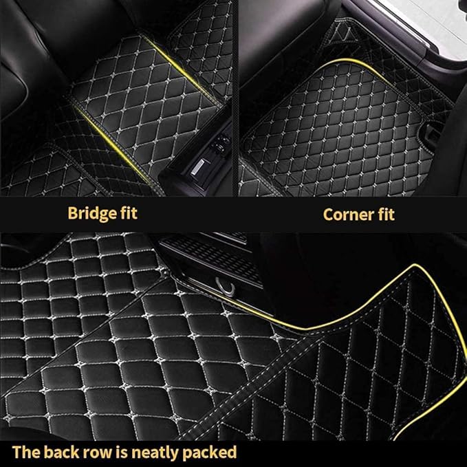 Custom Car Floor Mat Compatible with 97% Car Models Luxury Leather All Weather Waterproof Anti-Skid Full Coverage Car Mats (Purple with Black)