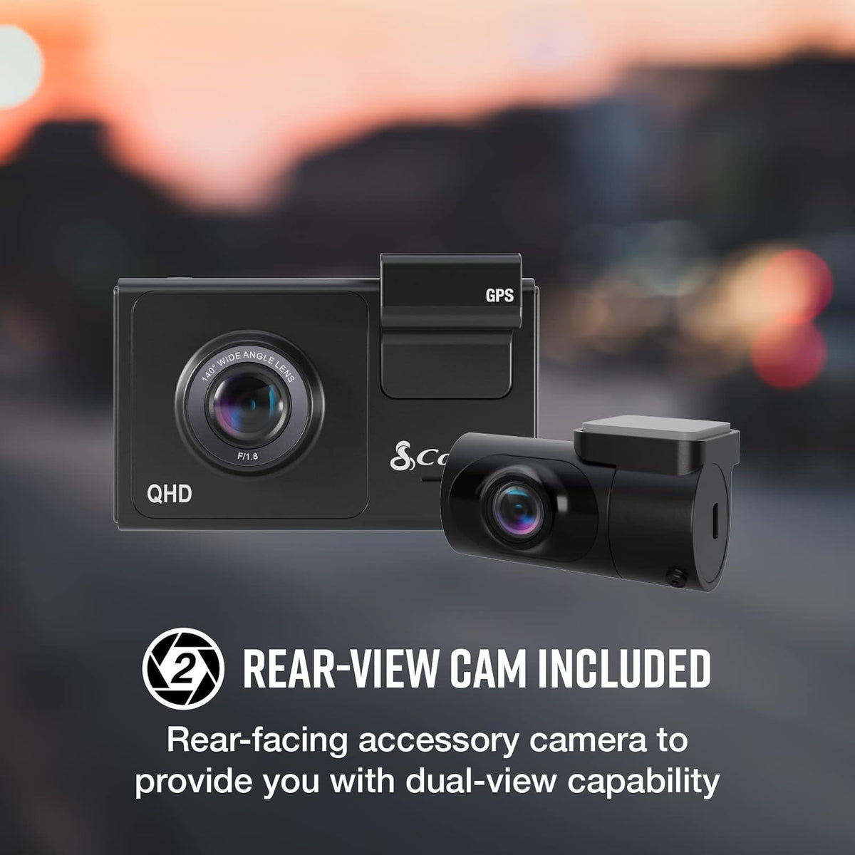 Cobra Smart Dash Cam + Rear Cam (SC 200D) – QHD+ 1600P Resolution, Built-in Wi-Fi & GPS, Voice Commands, Live Police Alerts, Incident Reports, Emergency Mayday, Drive Smarter App, 16GB SD Card Incl.