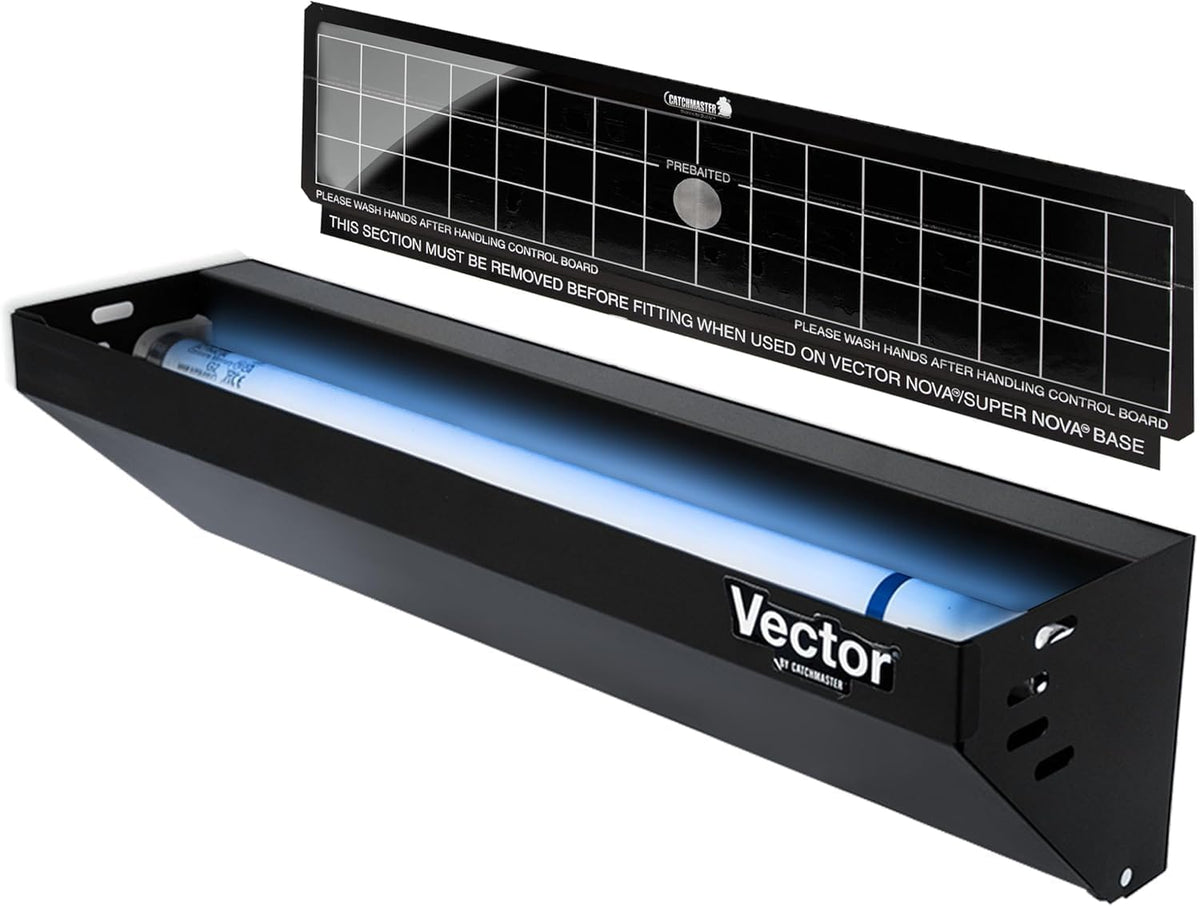 Catchmaster Vector Optima Light Trap, UV Light Fly Traps for Home, Gnat Traps for House Indoor, Shatterproof Bulbs, UV Lamp Insect Killer, Bug Catcher for Kitchen, Garage & Warehouse - Black
