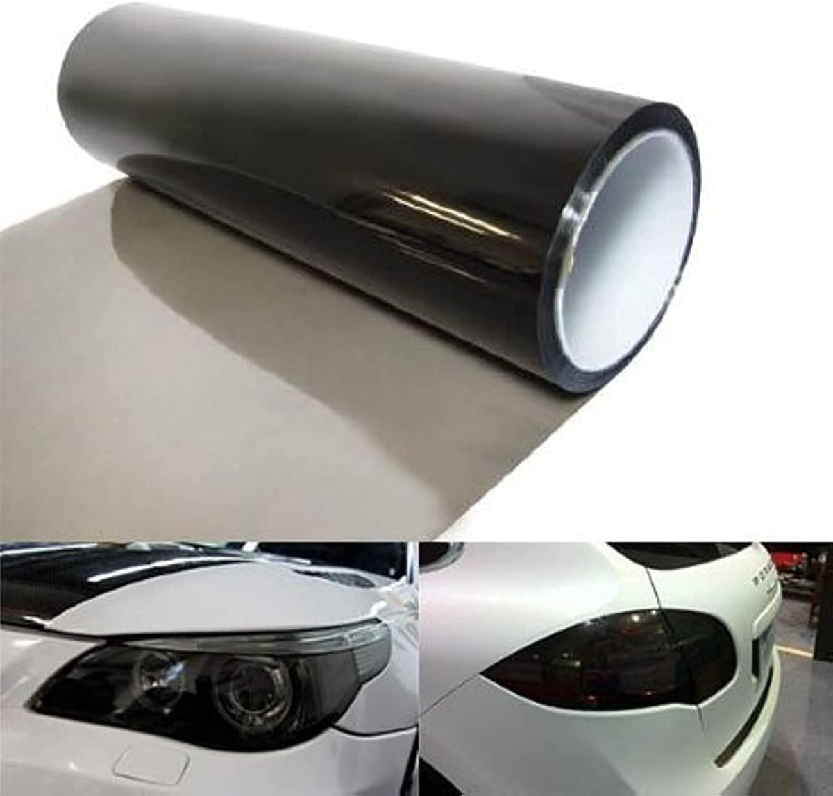 12 by 48 Inches Self Adhesive Headlight, Tail Lights, Fog Lights Tint Vinyl Film (12 X 48, Light Black)