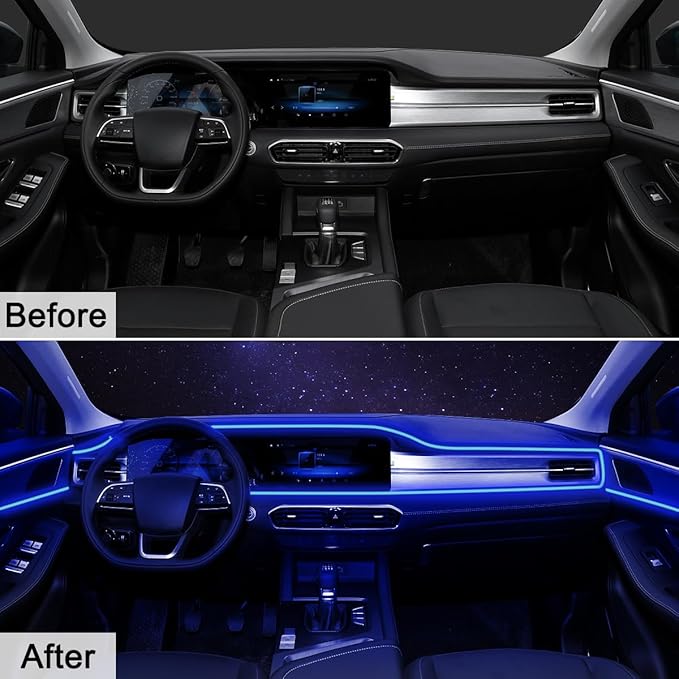Interior Car LED Strip Lights APP Control, 5 in 1 RGB 16 Million Colors Ambient Lighting Kit with 236 inches Fiber Optic, Music Mode Inside Car Lighting Decorations